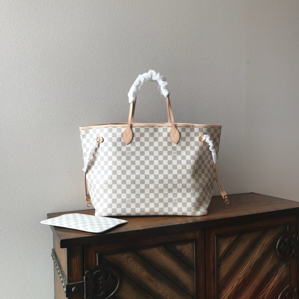 ✅Louis Vuitton NEVERFULL GM Damier Azur Rose Ballerine